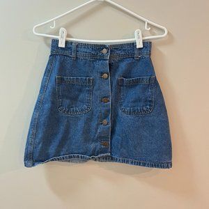 90s styled jean buttonup short skirt